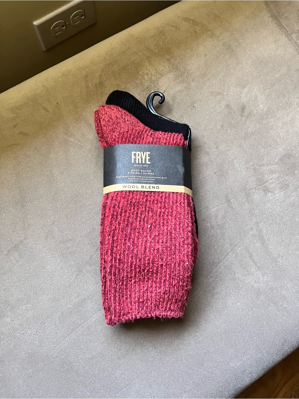 Frye Red/Black Wool Blend Boot Socks